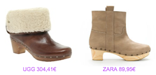 Zuecos UGG vs Zara
